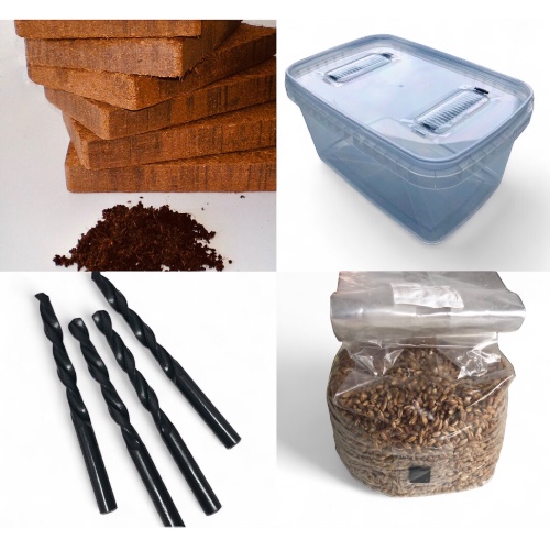 coco coir bricks gestapeld