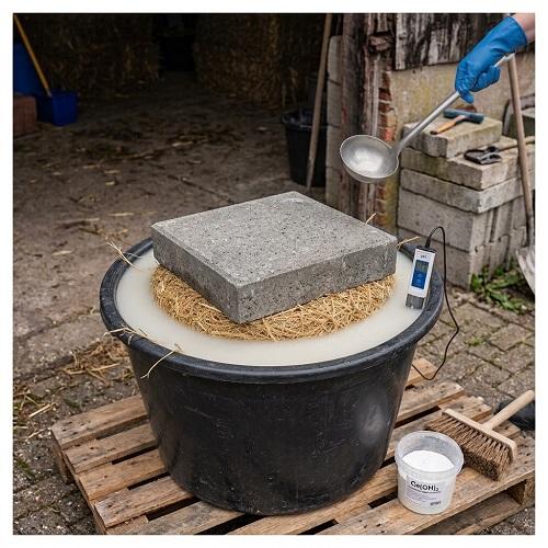 stro fermentatie in koud water met gebluste kalk