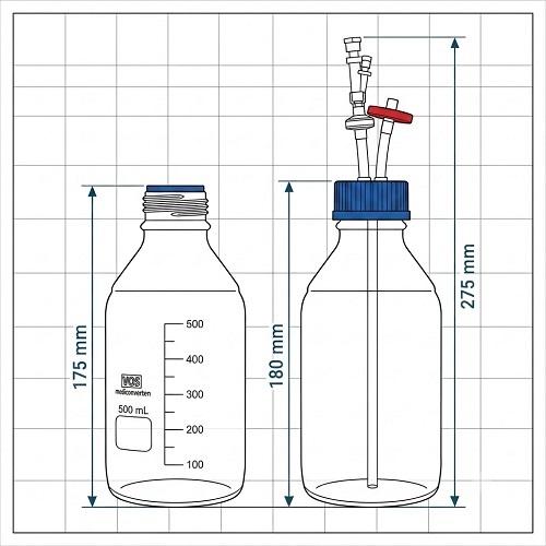 drawing closed system liquid lab bottle 