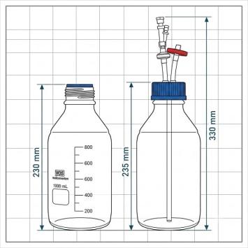 drawing closed system liquid lab bottle 